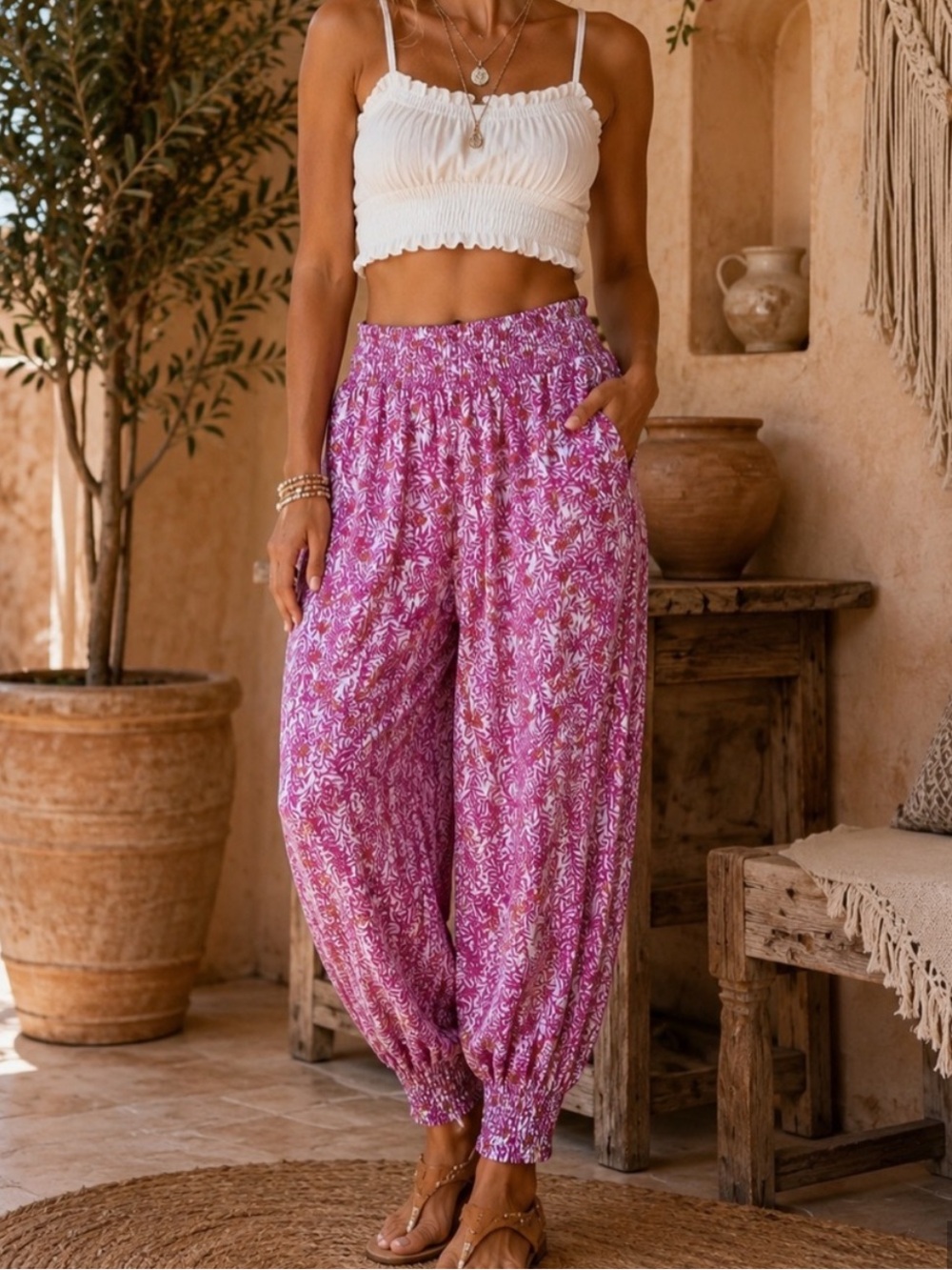Anthropologie Floral Boho Stretch Pants